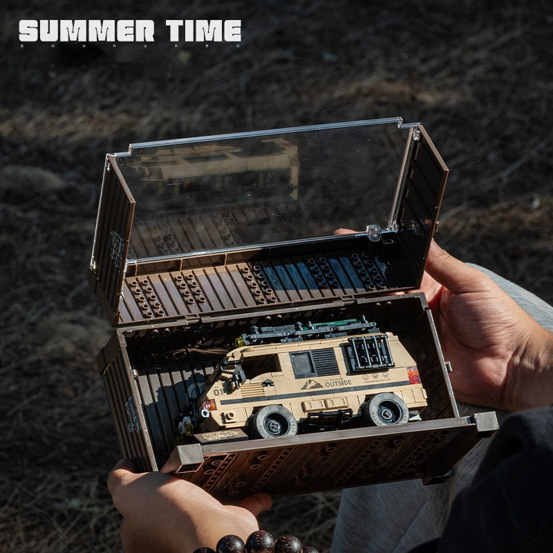 1:32 Scale Delica Camping Car Model with Display Case - Summer Road Trip Rig