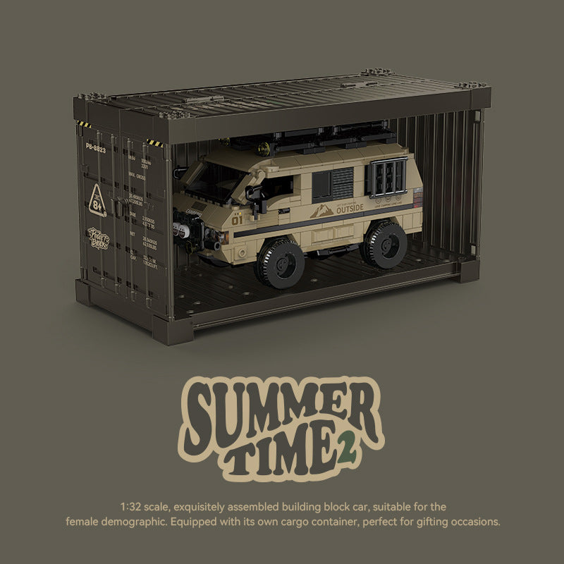 1:32 Scale Delica Camping Car Model with Display Case - Summer Road Trip Rig