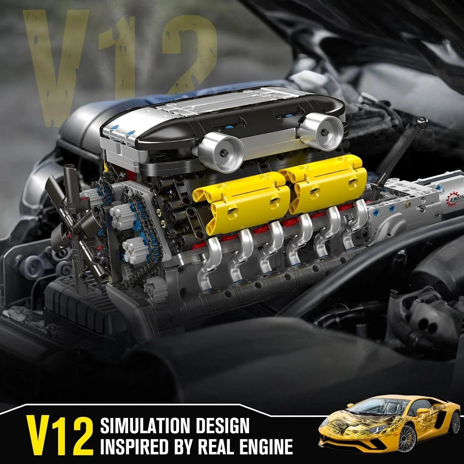 Lamborghini Supercar V12 Engine & Transmission | 1260pcs